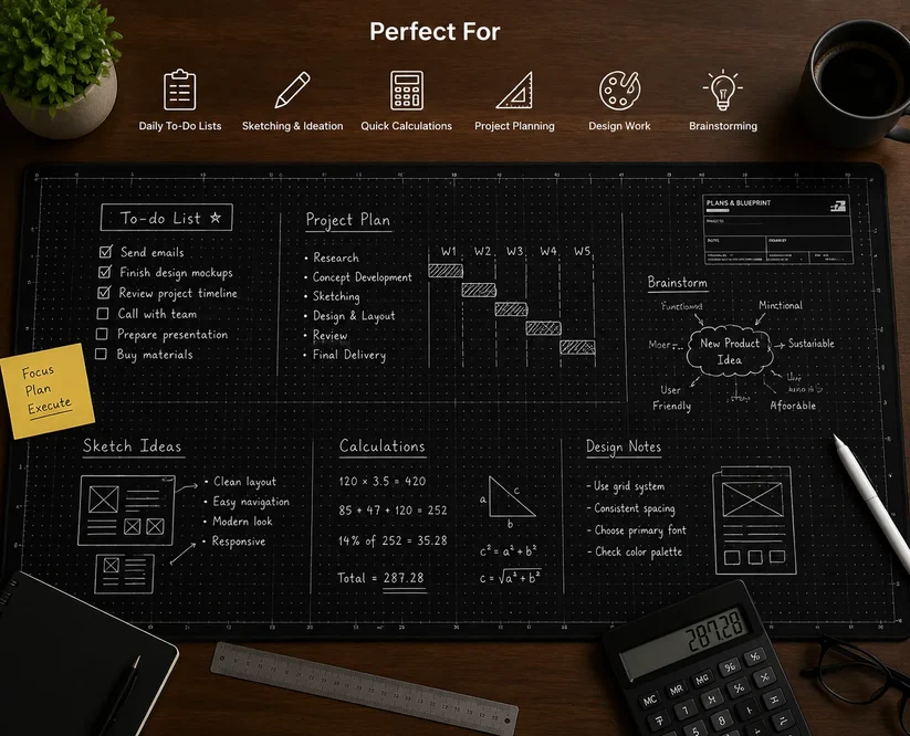The Blueprint Deskmat — Double-Sided Dry-Erase Desk Mat with Marker