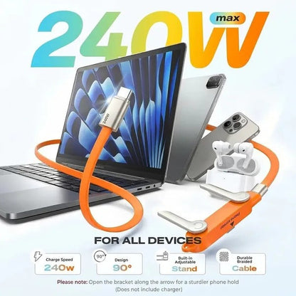 240W Fast-Charging Cable with Detachable Stand