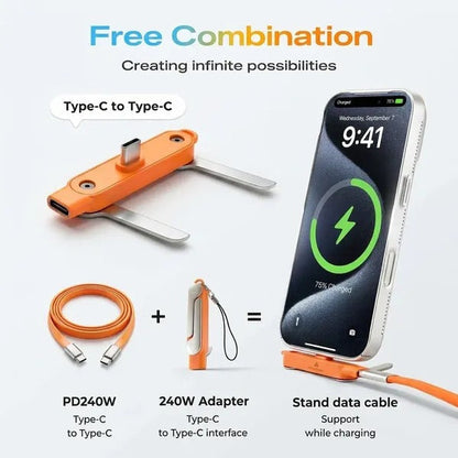 240W Fast-Charging Cable with Detachable Stand