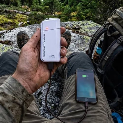 Portable Emergency Phone Charger AA Battery Powered Power Bank with LED Flashlight