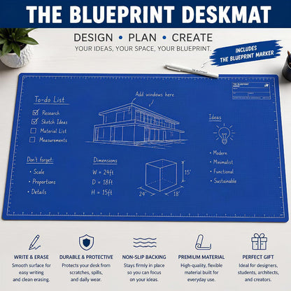 The Blueprint Deskmat — Double-Sided Dry-Erase Desk Mat with Marker