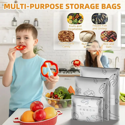 🛡️🥬 Reusable thickened upright aluminum foil sealing storage bags with label