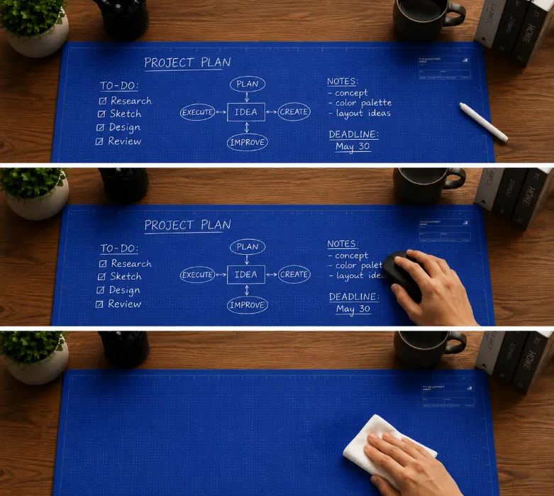 The Blueprint Deskmat — Double-Sided Dry-Erase Desk Mat with Marker