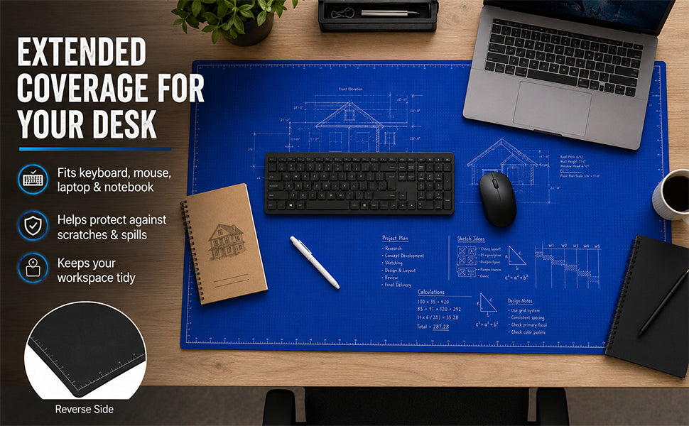 The Blueprint Deskmat — Double-Sided Dry-Erase Desk Mat with Marker