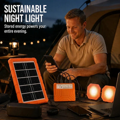 🔥 Portable Solar Power Station + 2 LED Lights – Power Anywhere, Anytime ☀️🔋